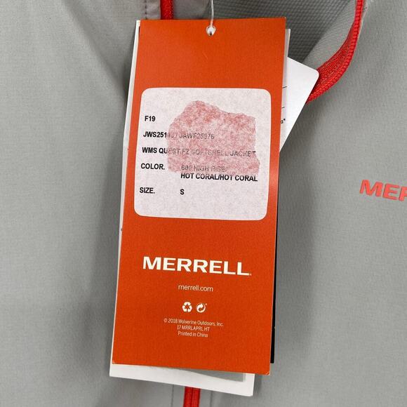 Merrell Quest Jacket Womens Size S Protect Light Gray Coral Full Zip Softshell - Picture 3 of 12